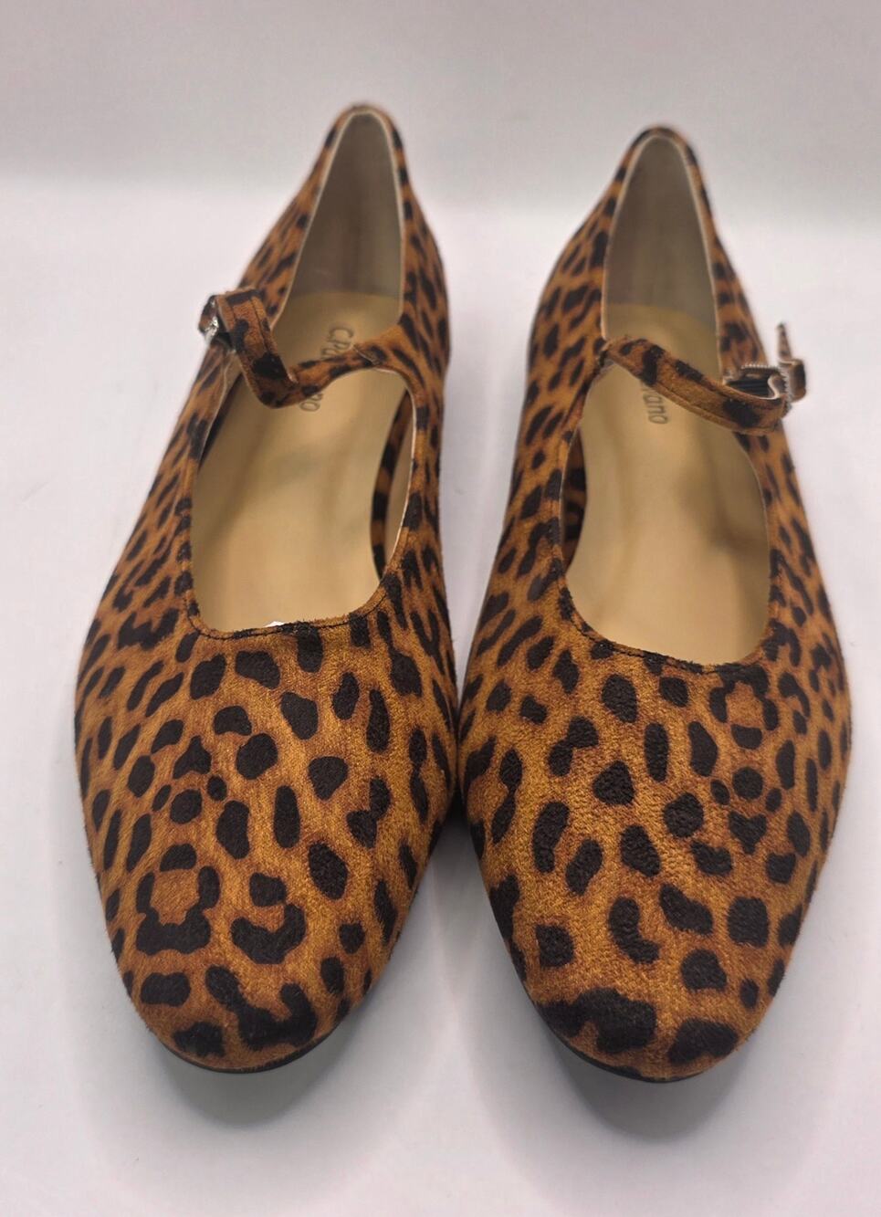 C.Paravano Women’s Mary Jane Ballet Flats Leopard Square Toe US 9 NEW 39.5